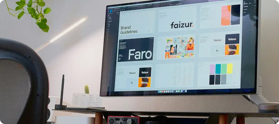 Custom UI/UX design services with modern digital interface design on laptop screen